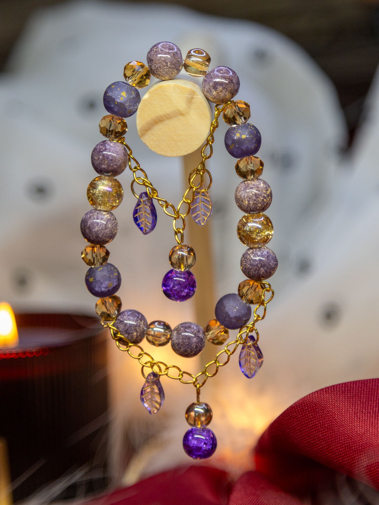 Bracelet Feuilles Violet