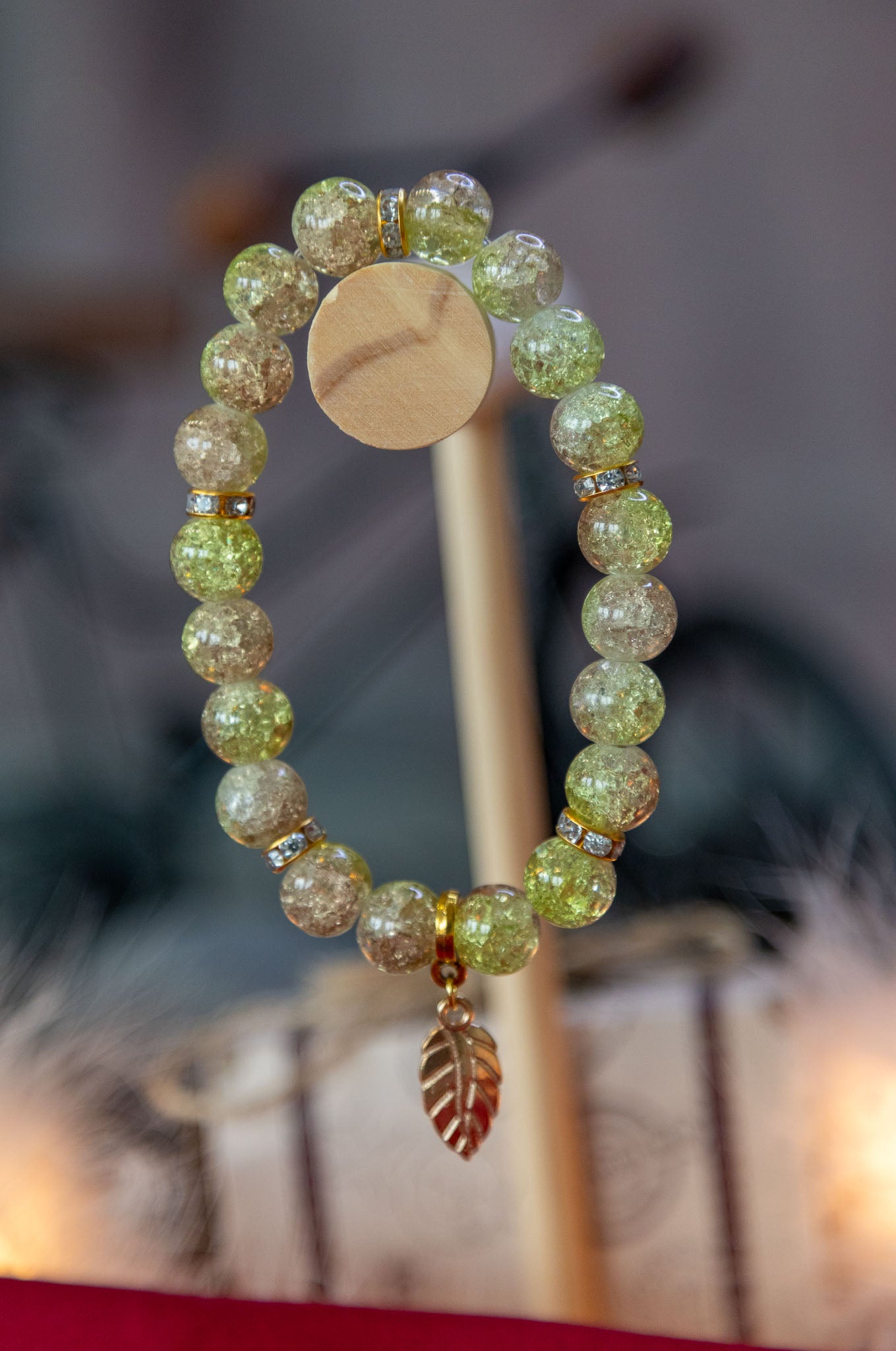 Bracelet Feuille Verte