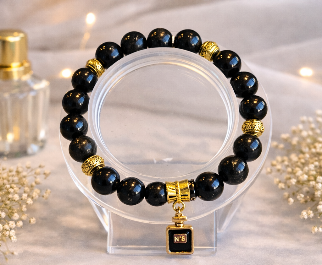 Bracelet en Obsidienne Dorée – Protection et élégance