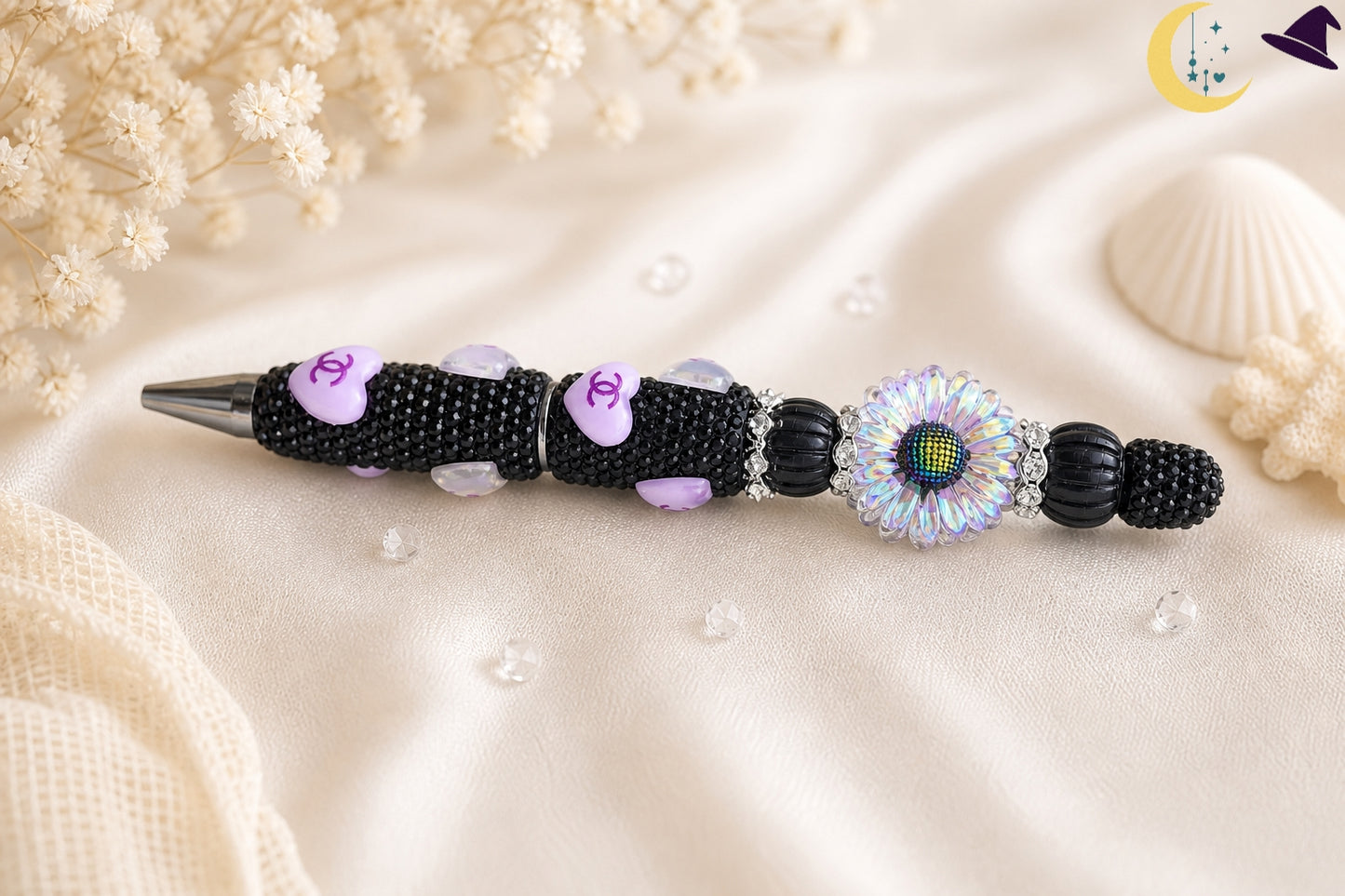 Stylo noir irisé – élégance mystérieuse et touche glamour