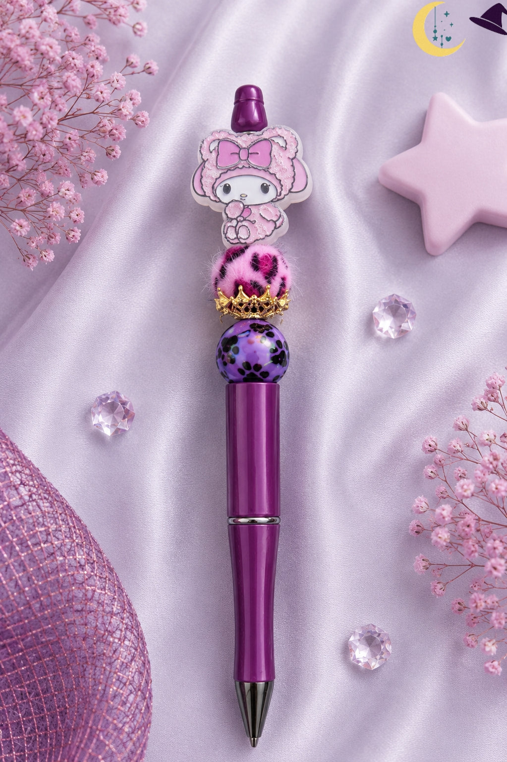 Stylo kawaii violet – douceur féerique et touche girly