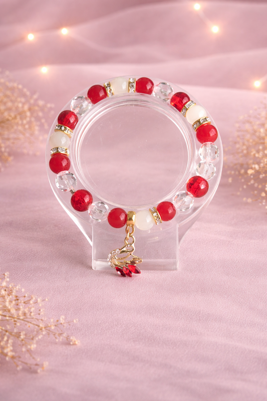 Bracelet rouge & blanc – Élégance lumineuse