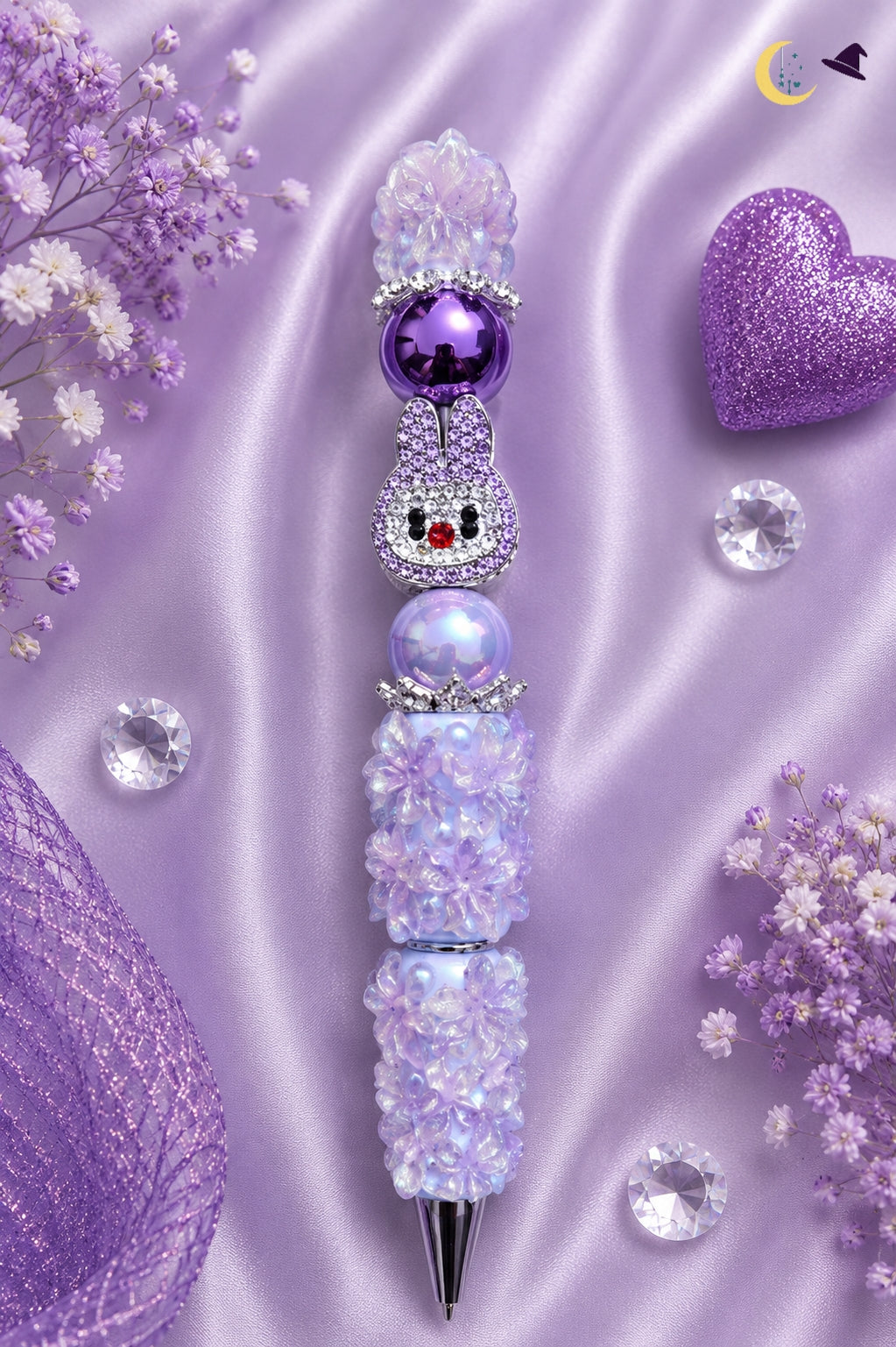 Stylo lavande lapin scintillant – douceur féerique et charme kawaii