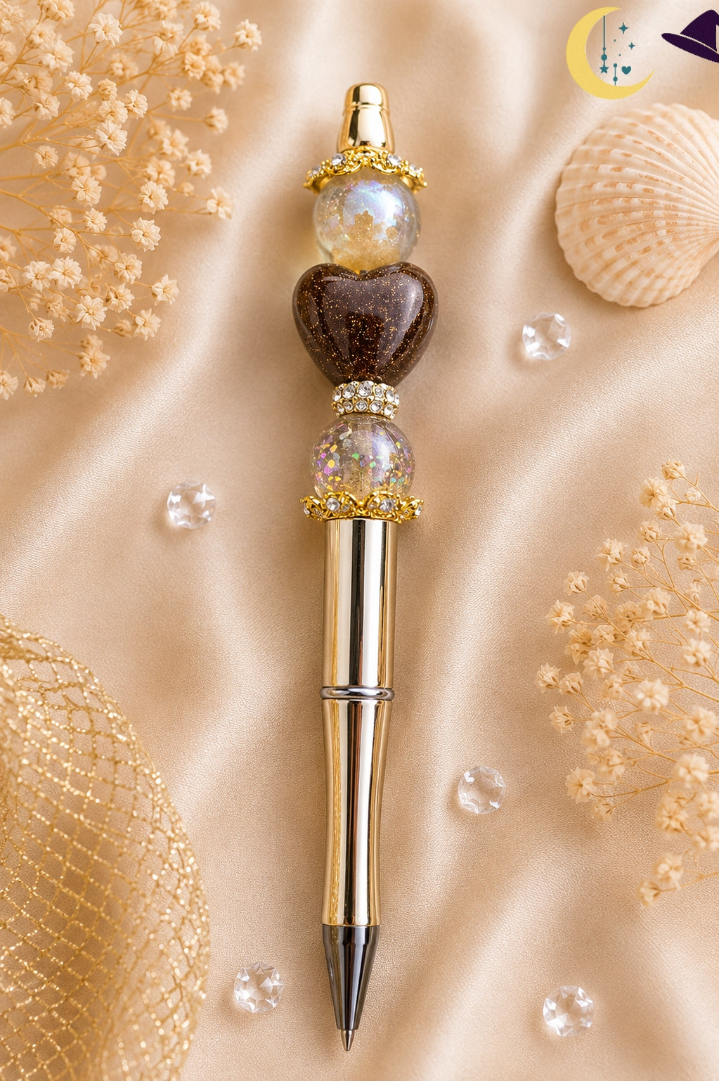 Stylo bijou doré – élégance chaleureuse et raffinement scintillant